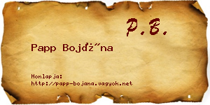 Papp Bojána névjegykártya